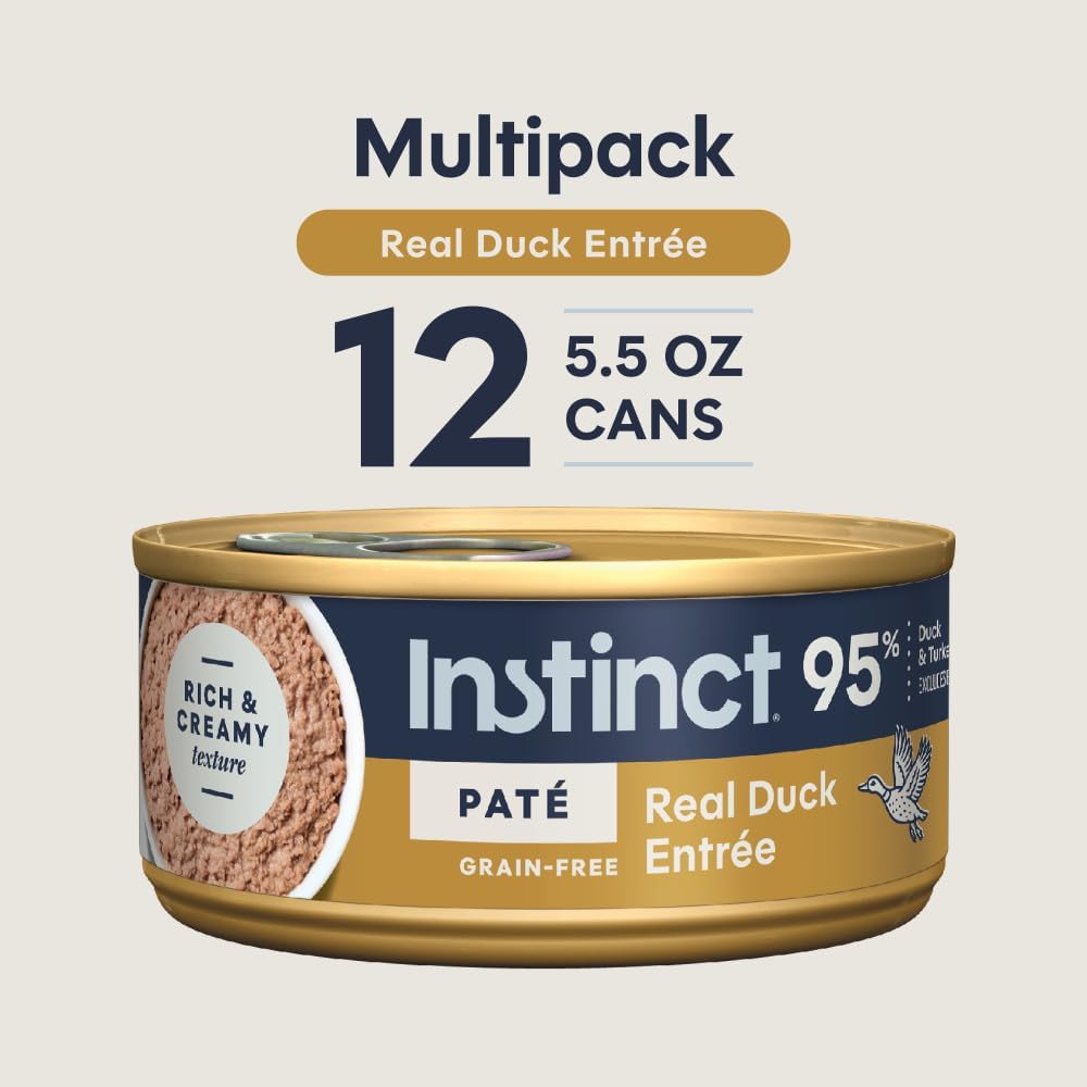Pate Entrees, Wet Canned Cat Food, Real Duck, 5.5 Oz (12 Count)