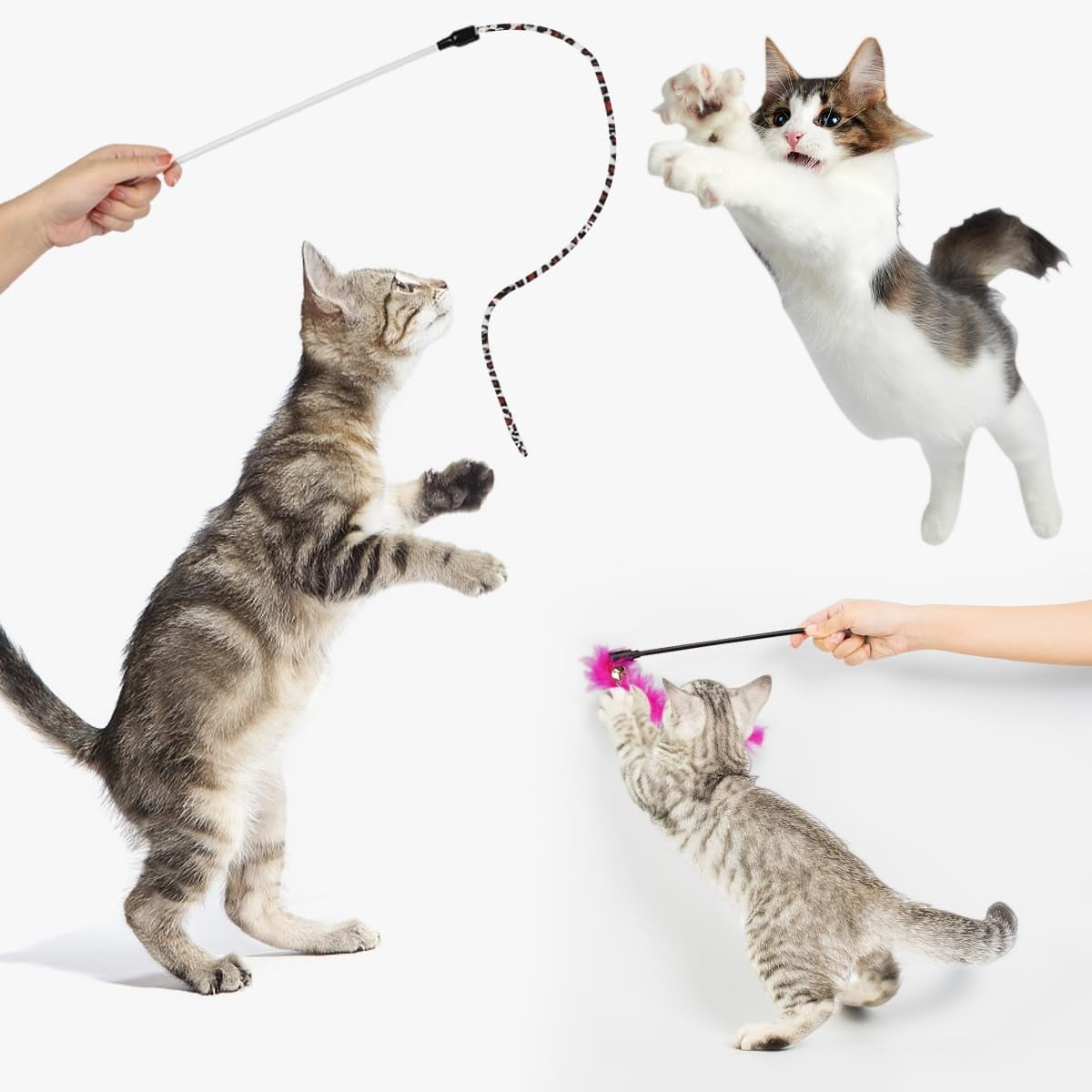 32 Pcs Cat Toys Kitten Toys, Interactive Variety Catnip Toys with Collapsible Rainbow Tunnel, Cat Feather Teaser Crinkle Balls Spring Toy for Cat, Kitty, Puppy