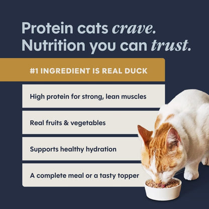 Pate Entrees, Wet Canned Cat Food, Real Duck, 5.5 Oz (12 Count)