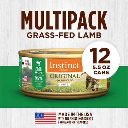 Original Grain Free Real Lamb Recipe Natural Wet Canned Cat Food by Nature'S Variety, 5.5 Ounce (Pack of 12)