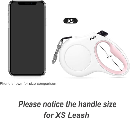 Retractable Dog Leash with Dispenser and Poop Bags, 10Ft, White & Pink
