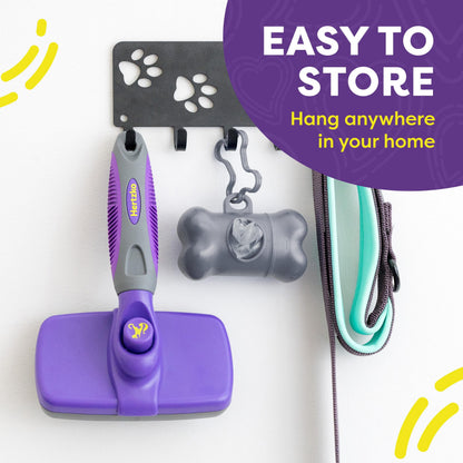 Self Cleaning Slicker Brush for Dogs and Cats - Pet Hair Brush for Shedding Long and Short Hair - Easy Clean Retractable Bristles - Cat and Dog Grooming Tool - Purple